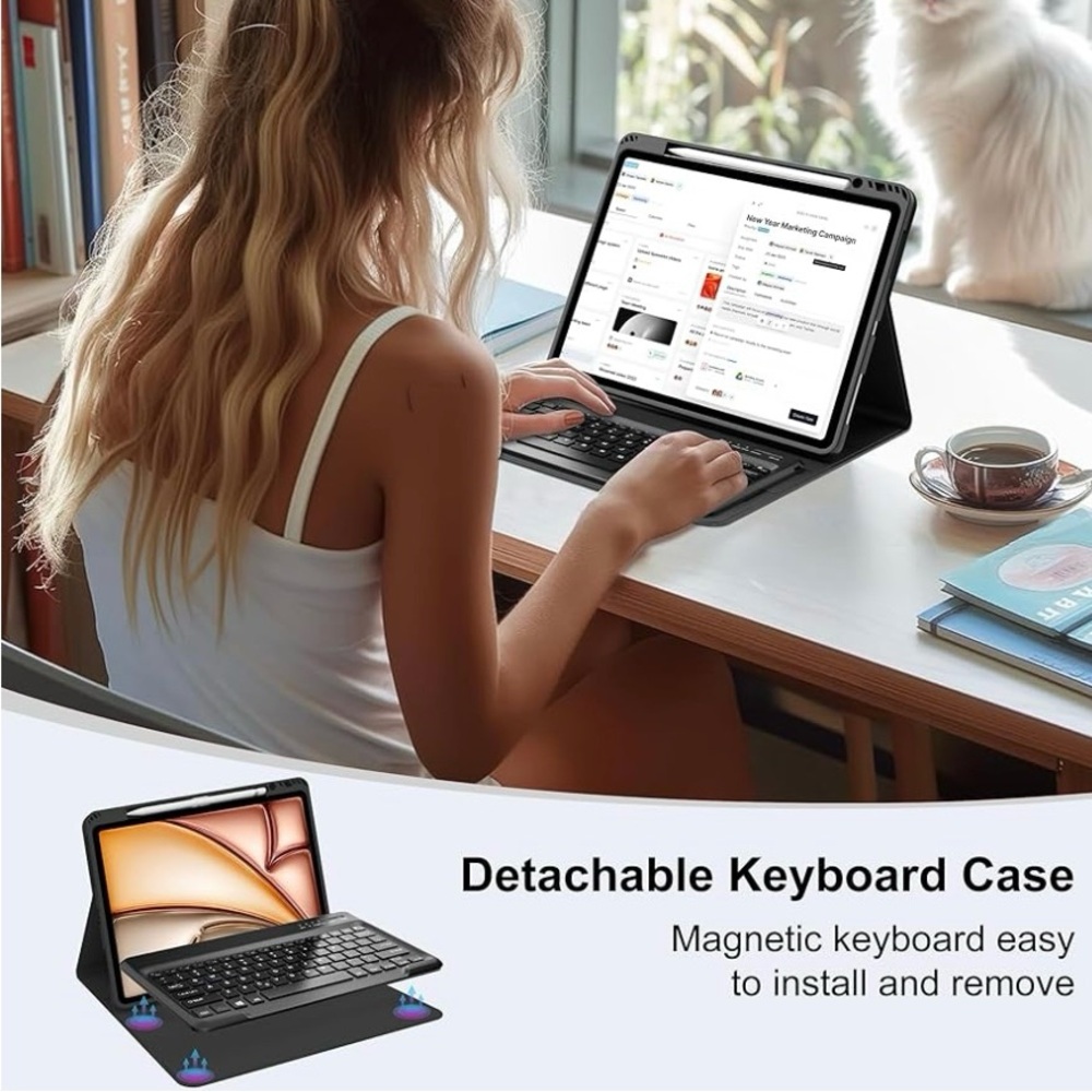 Black iPad 13 Tablet Case with Keyboard - Picture 4 of 6